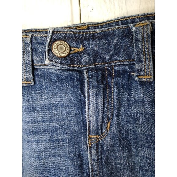 Gap Jean Mini Skirt Womens Sz 4 Blue Medium Wash Short Whiskers Stretch - Picture 3 of 7